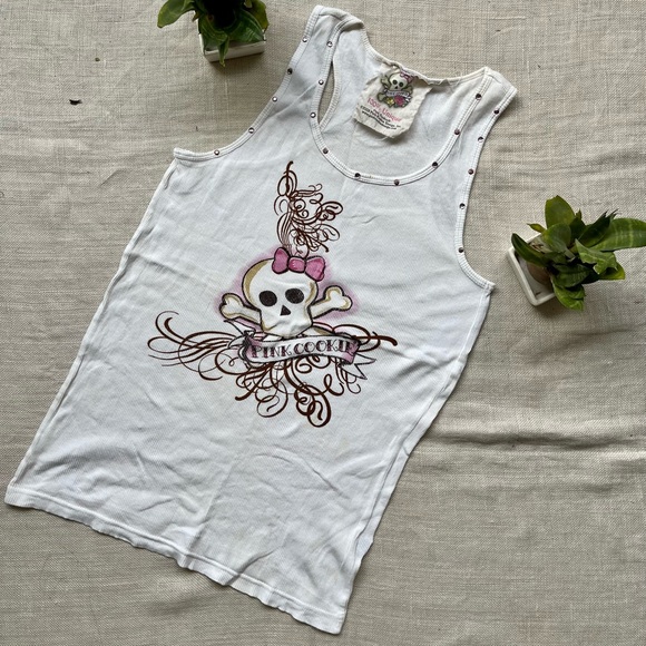 Pink Cookie Tops - White Ribbed Tank Top from Pink Cookie